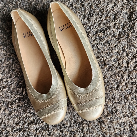 Stuart Weitzman Giveable Metallic Ballet Flats 7 1/5M - Picture 7 of 8